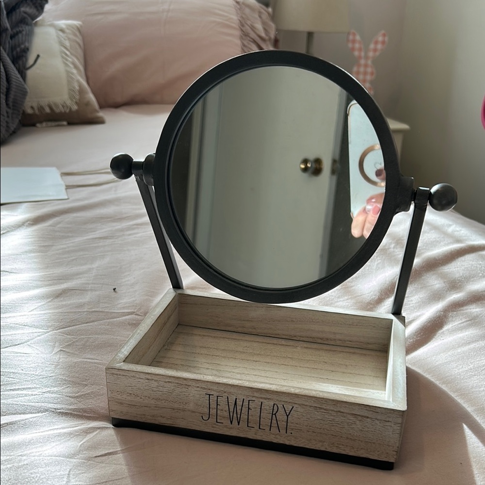 Black and Tan Jewelry Holder with Mirror